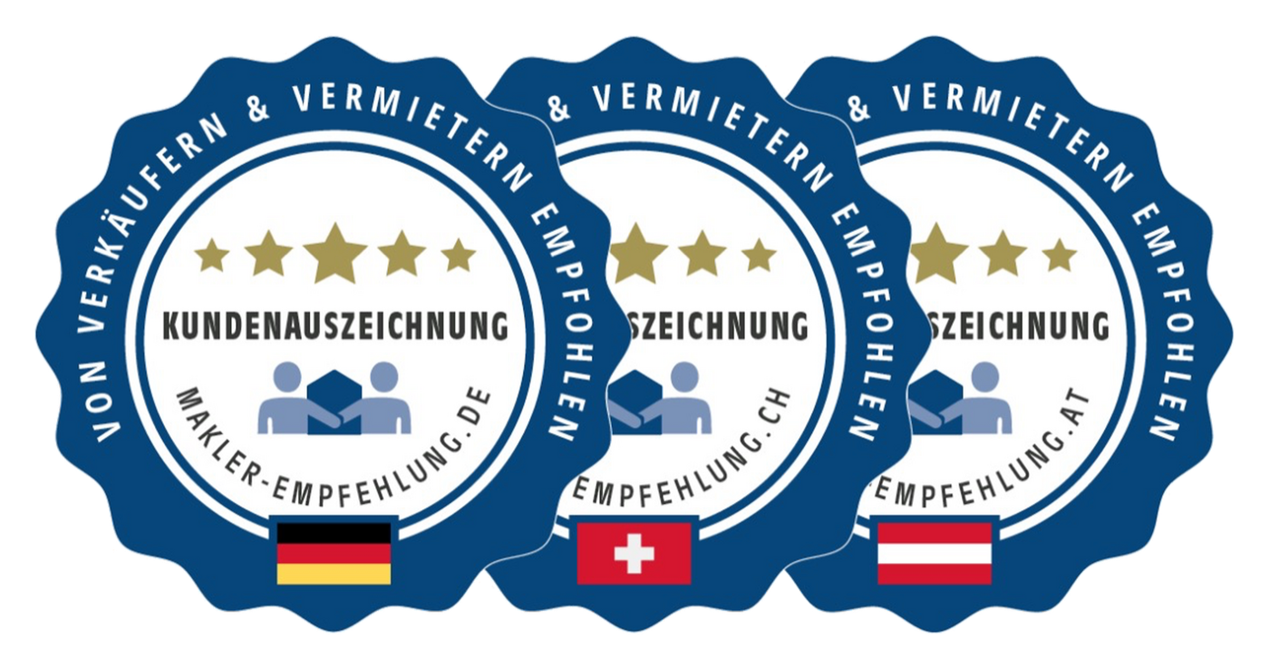 Qualitätssiegel Makler-Empfehlung – von Verkäufern & Vermietern empfohlen (DE, CH, AT)