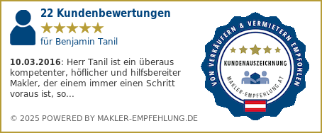Qualitätssiegel makler-empfehlung.at für Benjamin Tanil