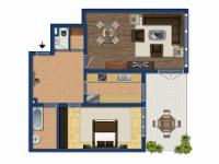 Wohnimmobilie Kauf Etagenwohnung 2-Zimmer-Wohnung mit großem Balkon zum Garten